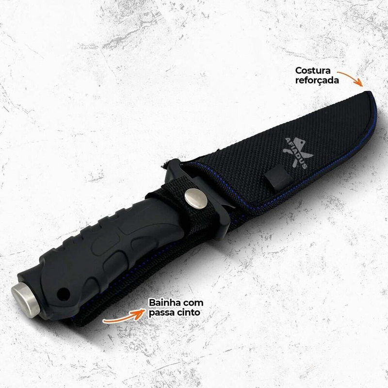 Faca Savage Afiadus™ FACA AÇO COM BAINHA PARA CAÇA PESCA CAMPING SELVA SOBREVIVÊNCIA CHURRASCO COZINHA LÂMINA AFIADA