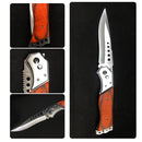 Canivete em Madeira Tático Canivete Automático Aço com Madeira Tático Afiado Retrátil Militar Pesca Cozinha Canivete Madeira Para Acampamento De Bolso Automático