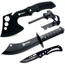 Machado Tático Viking Militar Camping Sobrevivência K-A03+Faca THY-13+Canivete KN-5+ Pederneira