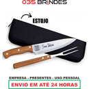 Kit Churrasco Faca Garfo Estojo Personalizado Nome Time Logo Empresa Confraternização
