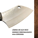 Cutelo Premium Profissional Cabo de Madeira Abridor de Garrafa Churras Artesanal Aço Inox King Premium